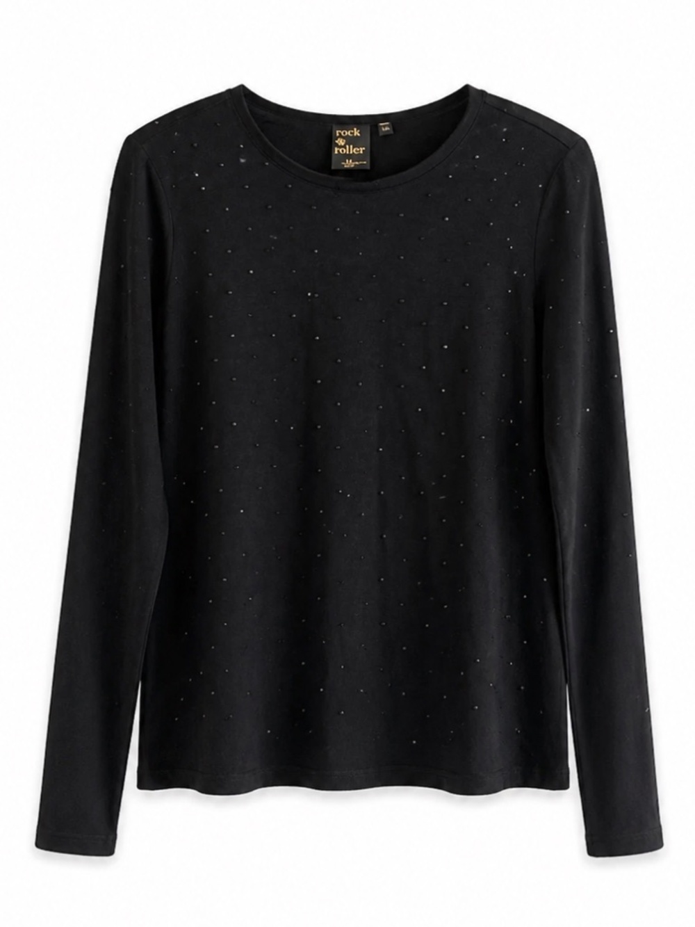 Reitmans “Rock & Shine” Collection Black Rhinestone Embellished Tee – MED NWoT